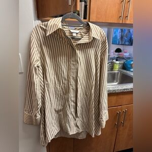 H&M Striped Mini Dress - Cream and Brown